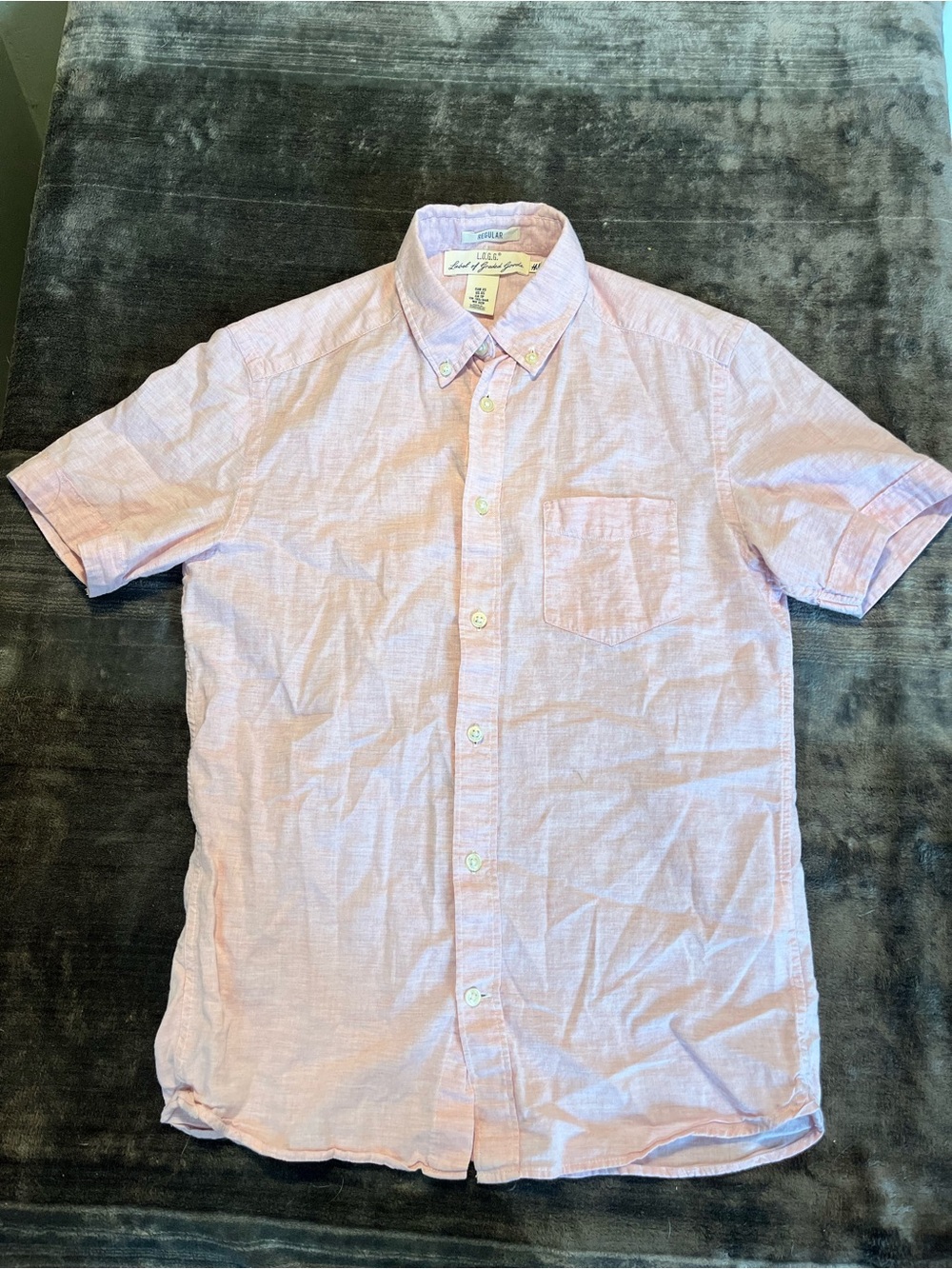 Short-Sleeve Button-Down Light Pink Shirt from LOGG Casual Summer Preppy Clean